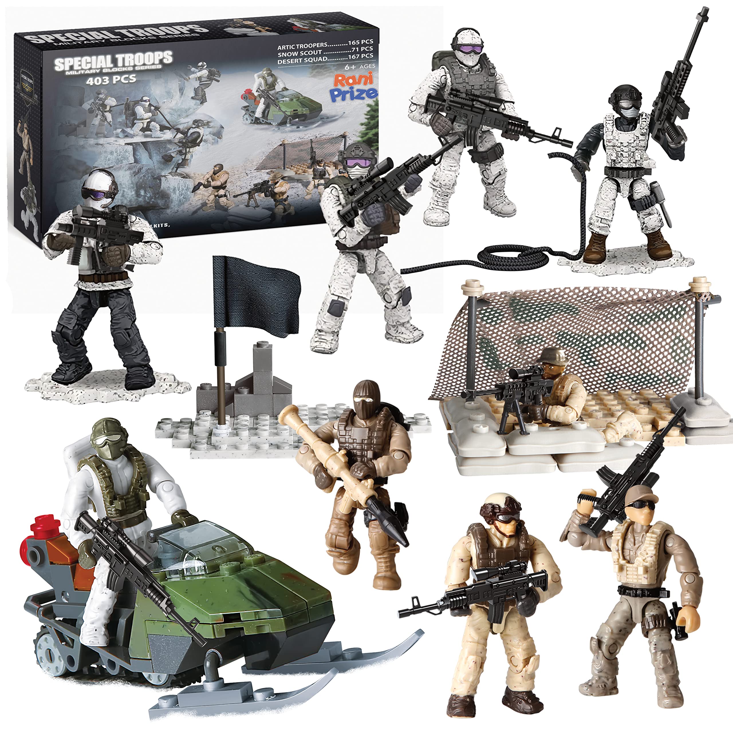 RANI PRIZE Special Forces Arctic Troopers figure set for imaginative play and motor skill practice.