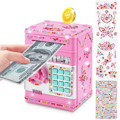 Ranphykx piggy bank with DIY diamond stickers for personalization and fun saving.