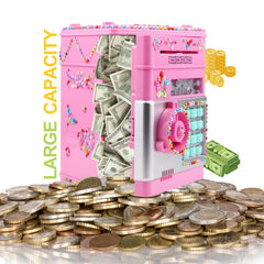 Ranphykx piggy bank dual storage keeps coins and bills in one place.