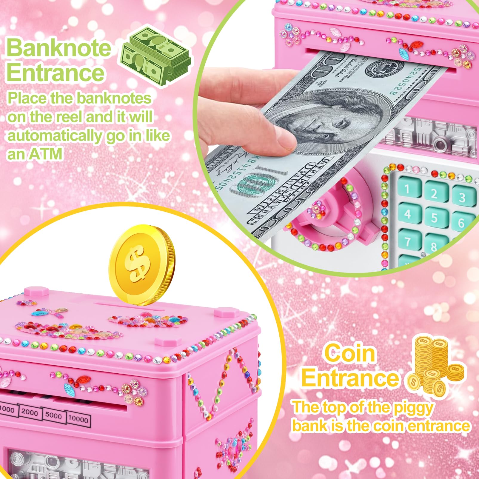 Ranphykx piggy bank with four-digit password lock for secure access.