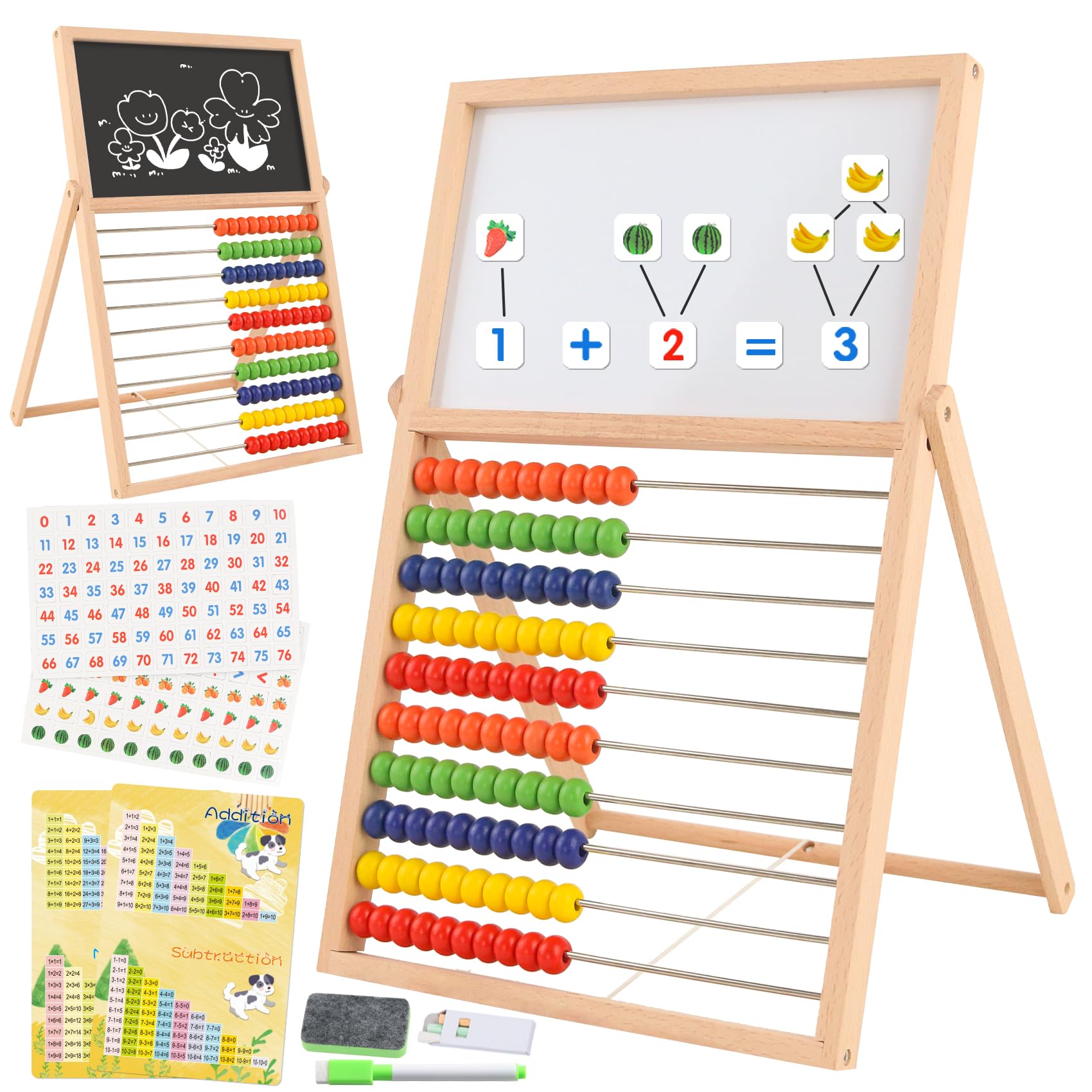 Ranqibo double-sided board abacus helps toddlers count and learn basic math concepts.