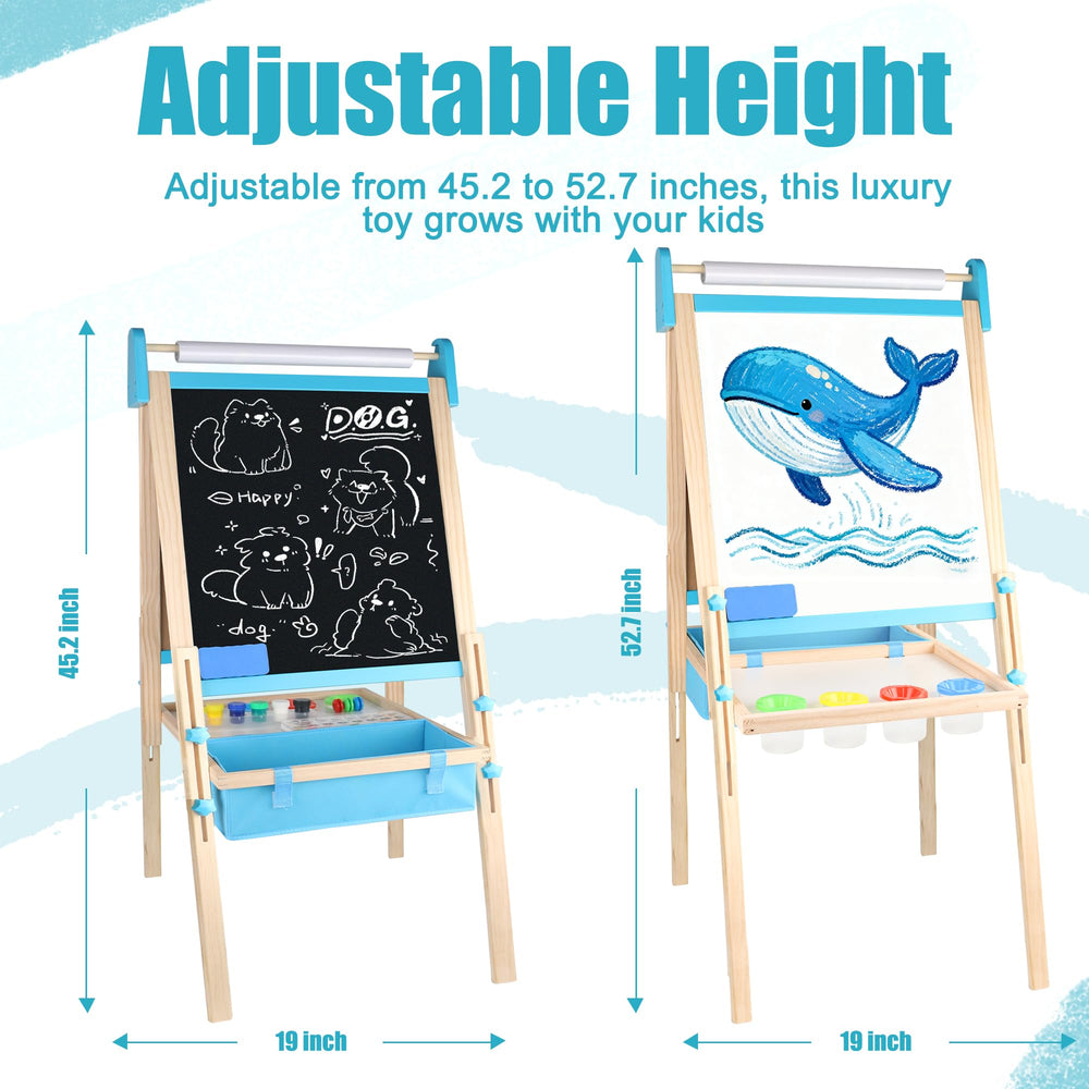 Ranqibo easel with magnetic whiteboard ready for creative drawing sessions.