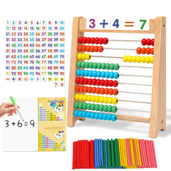 Ranqibo wooden abacus with ten rows for hands-on counting.