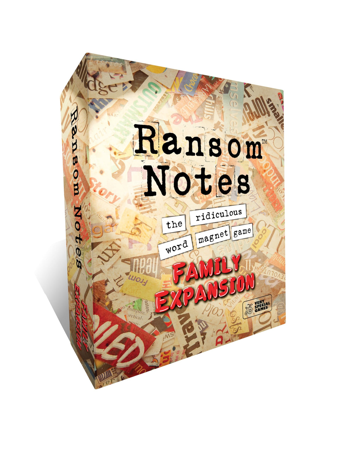 Ransom Notes Expansion Family Edition card game box ready for family game night and laughs