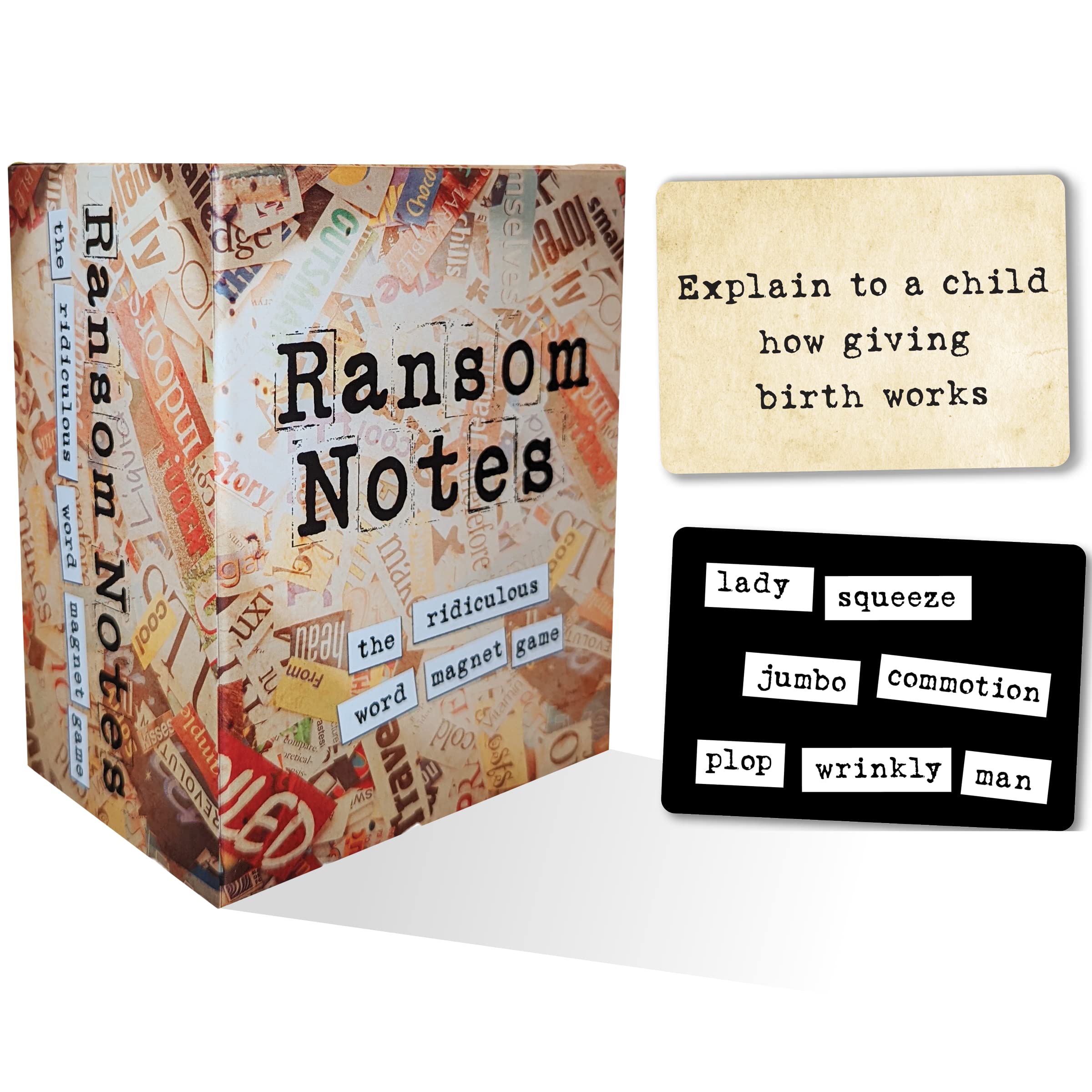 Ransom Notes expansion Pack One on a coffee table during game night.