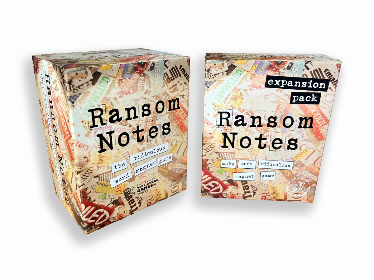 Ransom Notes word magnets in a tray inspire quick, hilarious prompts.