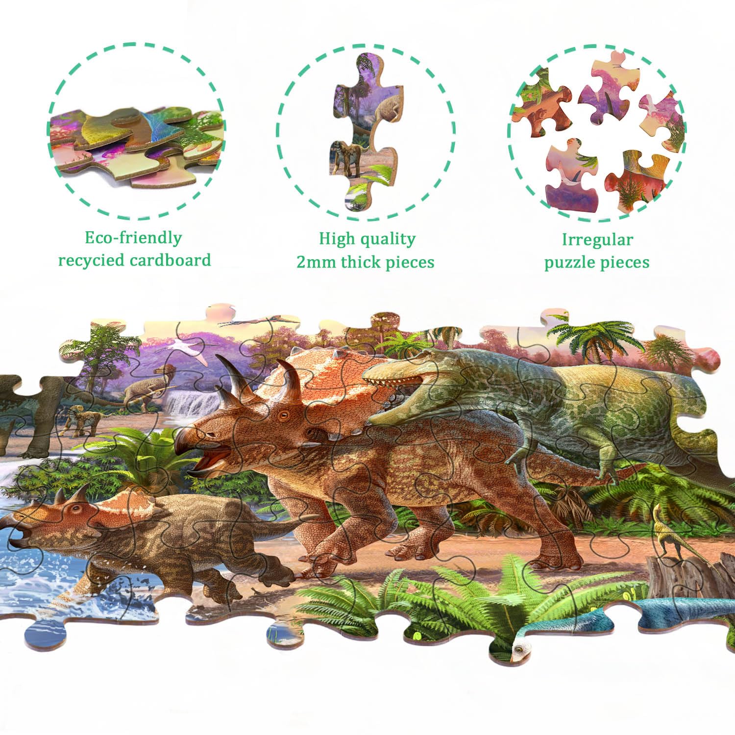 RANSUNN dinosaur puzzle: dinosaurs at the watering hole inspires exploration during play.