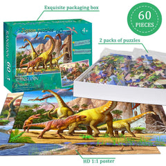 RANSUNN dinosaur puzzle close-up: thick cardboard durability for busy hands.