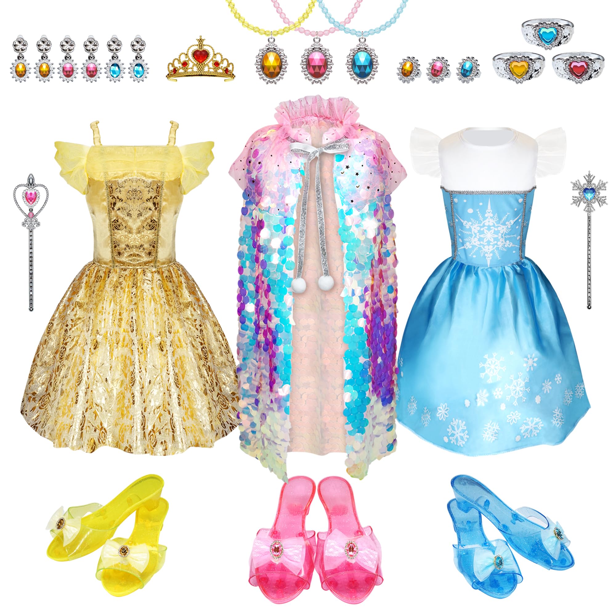Ranzyfa princess dress set front view for imaginative play and complete dress up