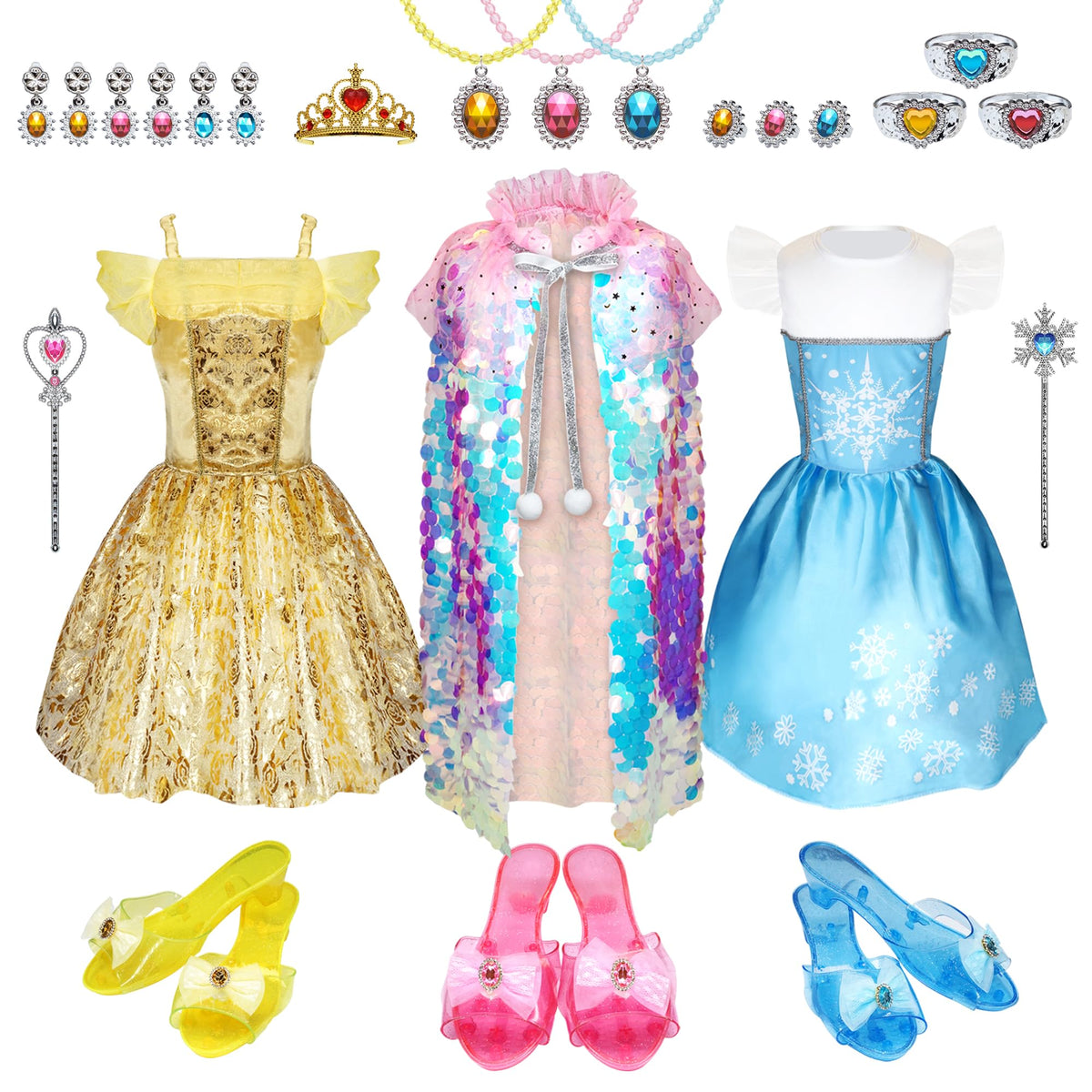 Ranzyfa princess dress set front view for imaginative play and complete dress up
