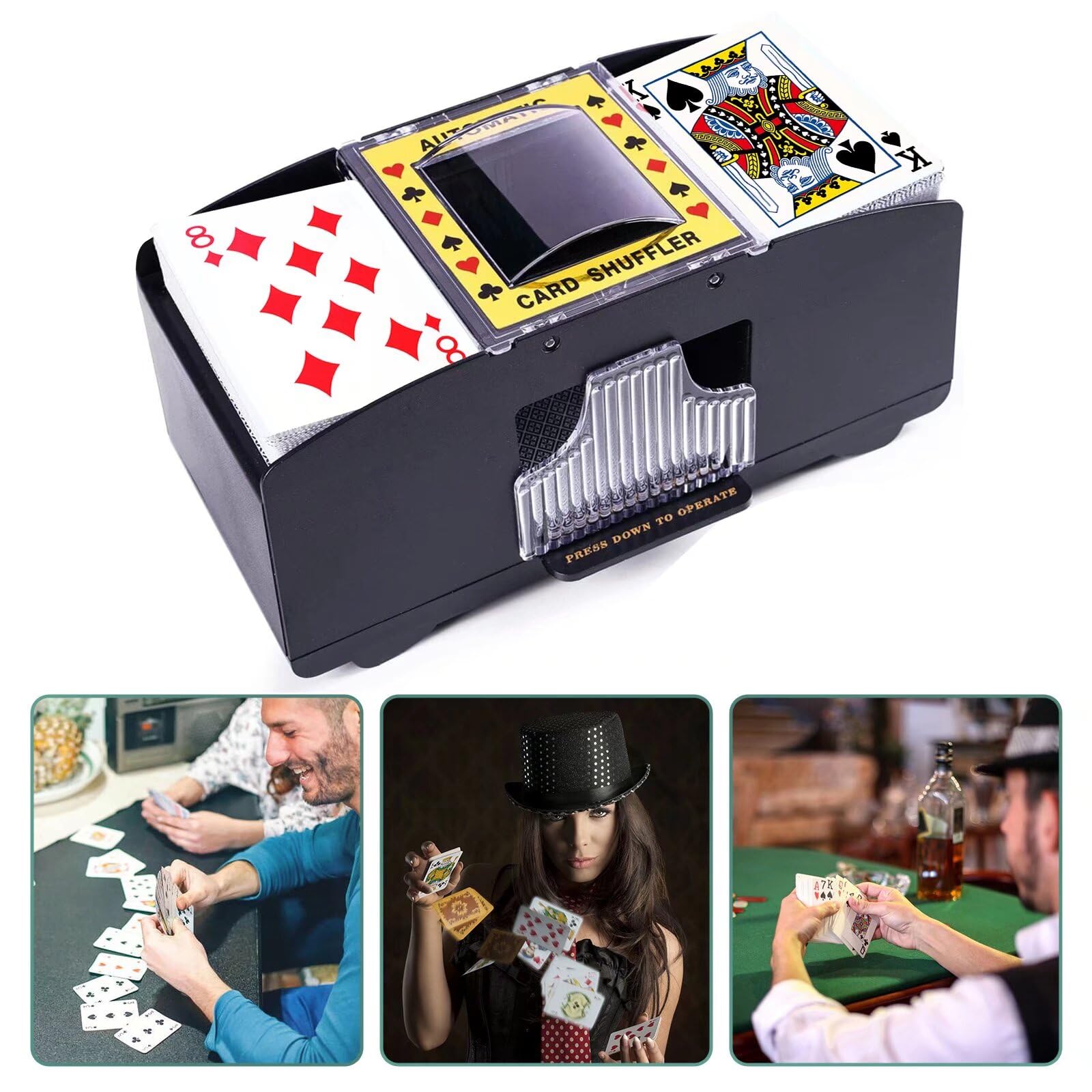 Rareidel battery-operated card dealer machine, top view for flexible setup