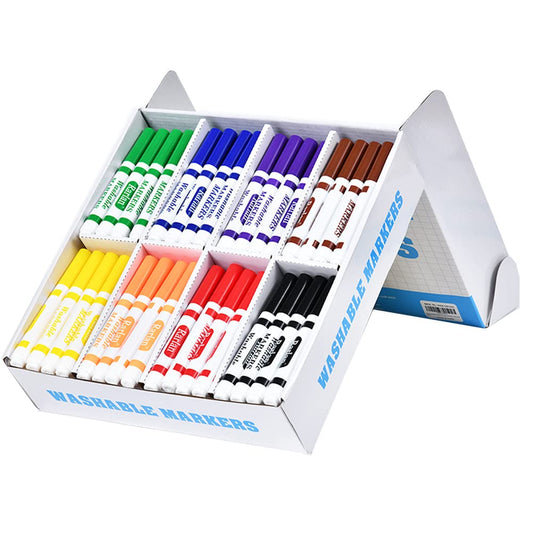 Conical tips enable broad coloring or fine-line drawing with Rarlan markers.