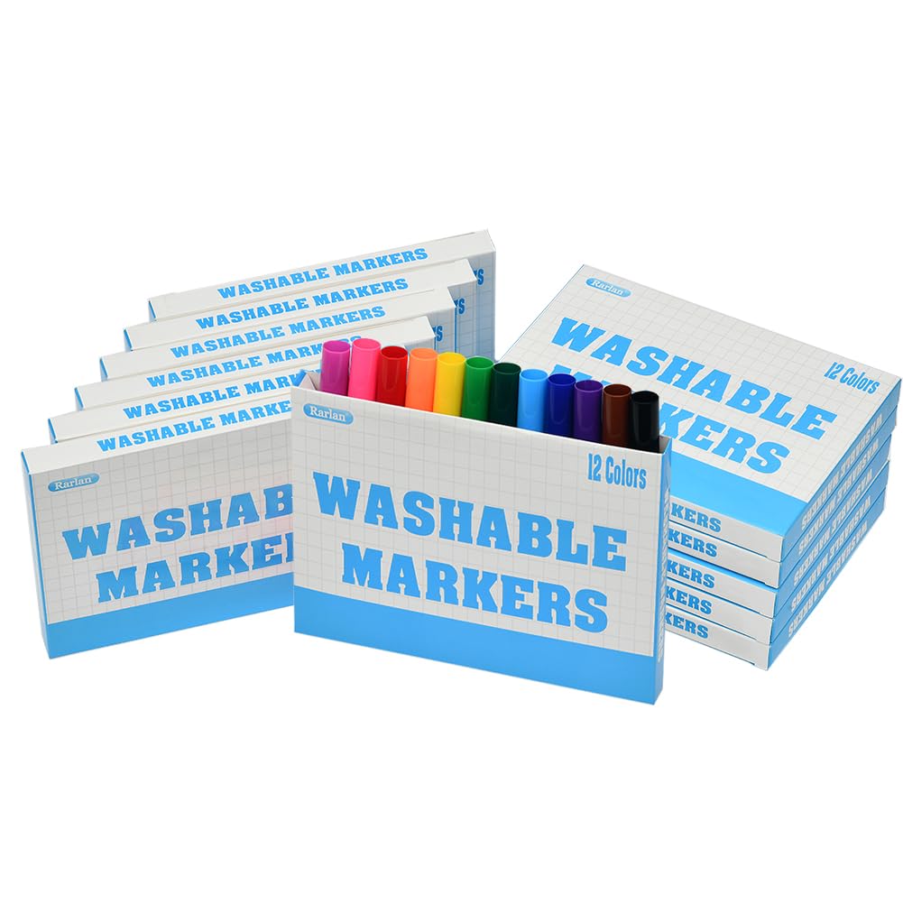 Rarlan washable markers in a 12-color classpack, easy to clean after projects.