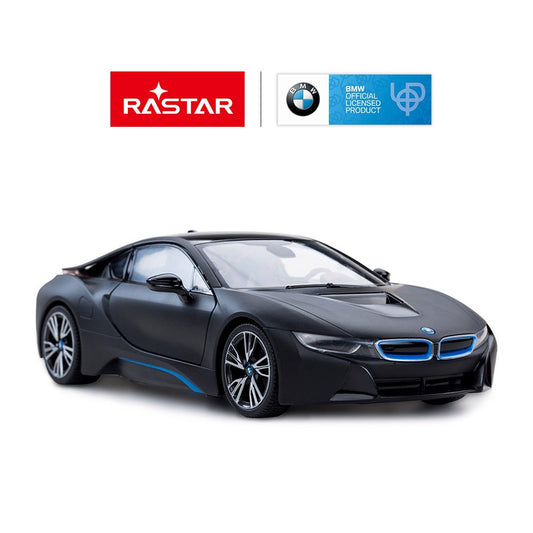 RASTAR BMW i8 RC car side profile with open doors for reveal