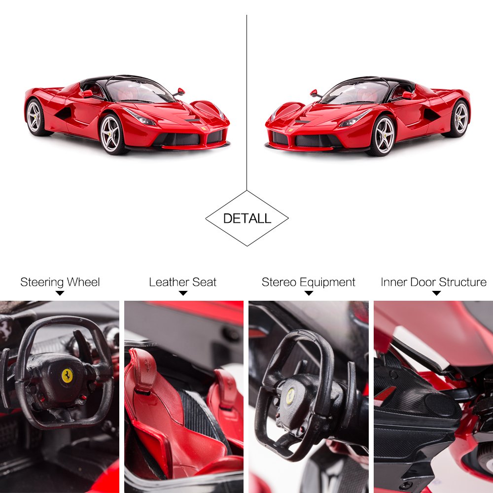 RASTAR Laferrari headlights and taillights illuminate nighttime driving scenarios.