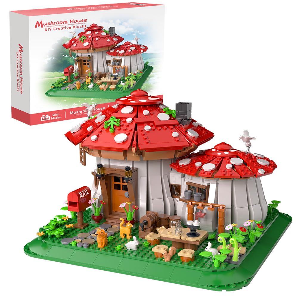 RAVAYO mushroom house assembly view highlighting the creative build for adults and teens