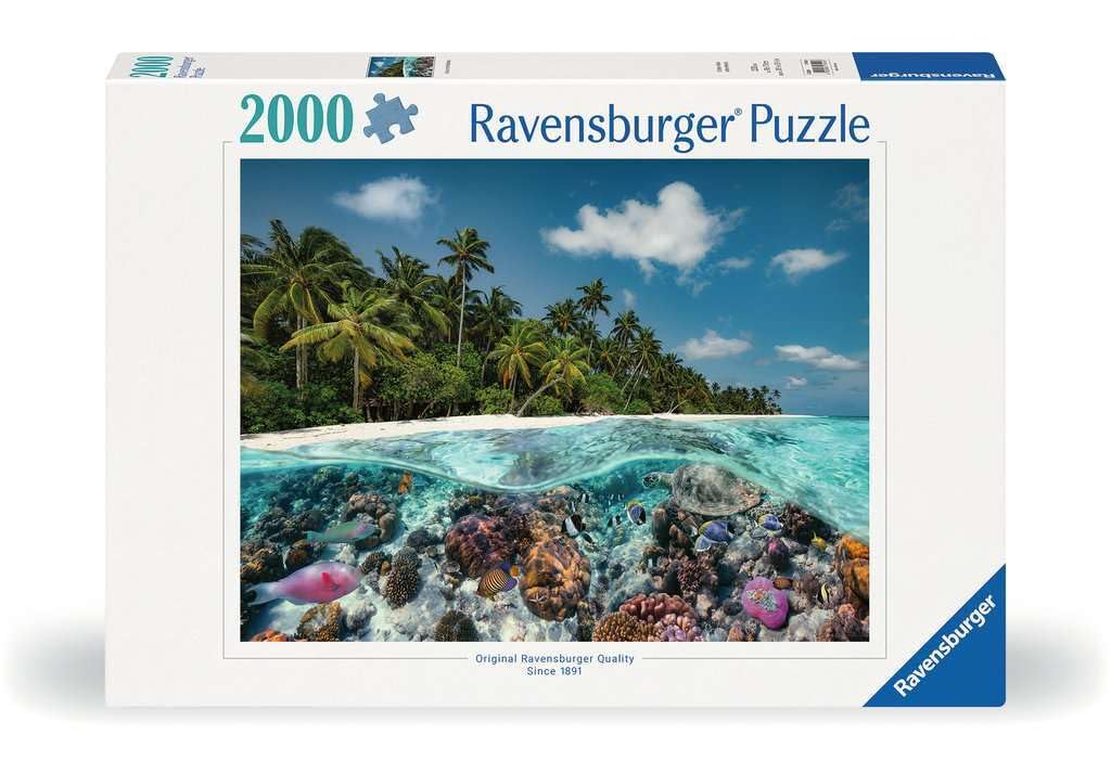 Ravensburger A Dive in The Maldives undersea coral reef scene supports mindful, focused puzzle play.