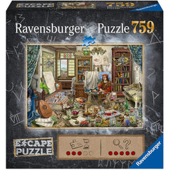 Ravensburger Art Studio puzzle front view shows 759-piece design for immersive puzzling sessions.