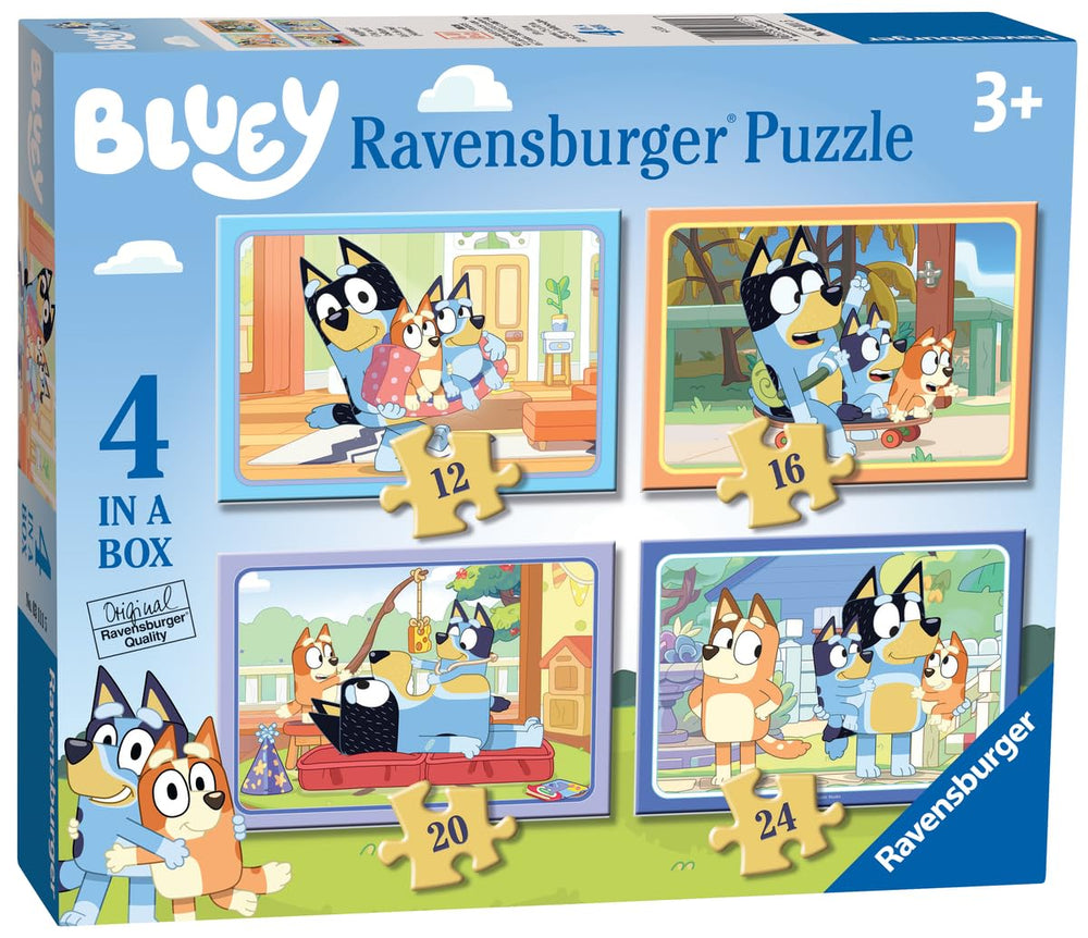 Ravensburger Bluey 4-in-box puzzle scene bluey and bingo for family play