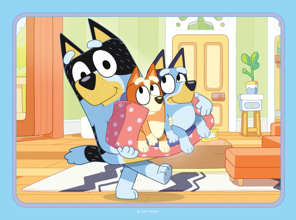 Ravensburger Bluey 4-in-box puzzle scene mum and dad fosters shared play