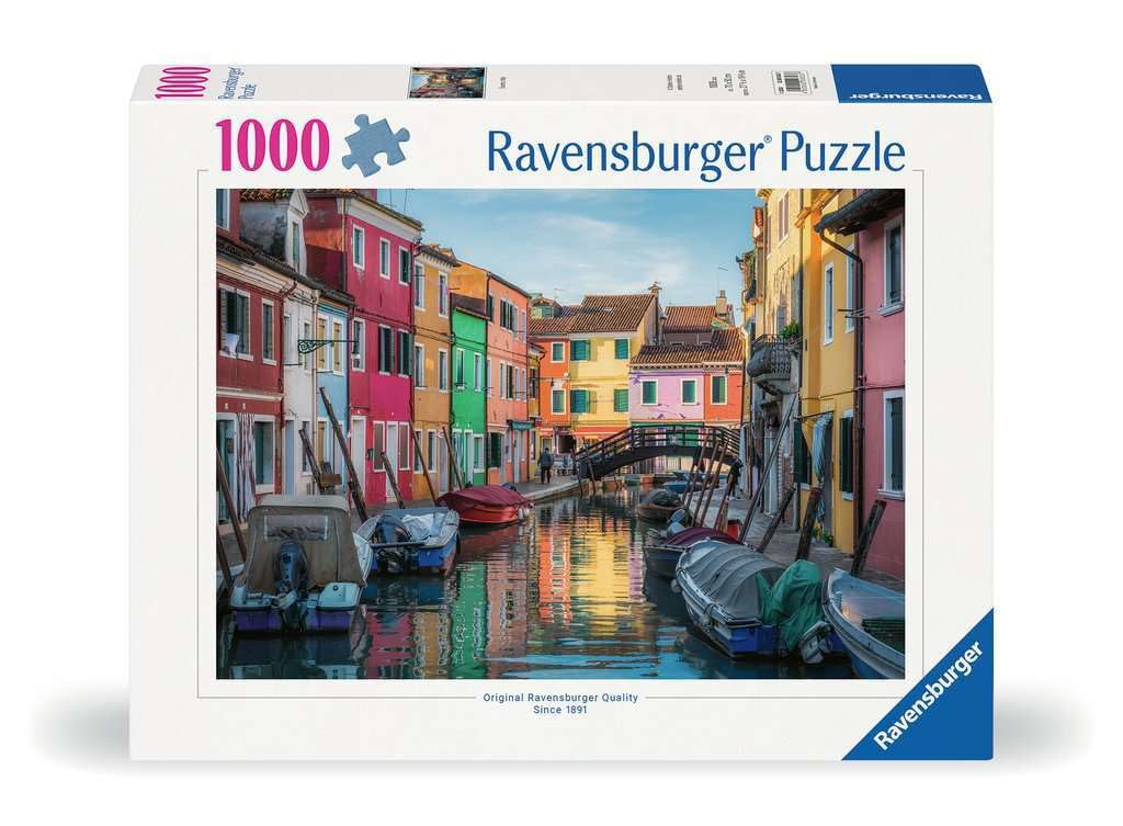 Ravensburger Burano Italy puzzle: colorful canal houses for relaxing evenings.