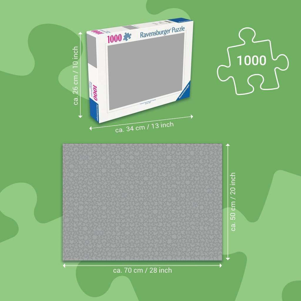Ravensburger linen finish: glare-free surface enhances visual clarity while puzzling.