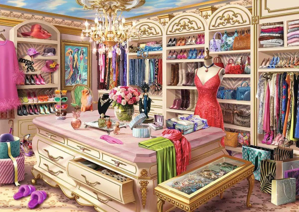 Ravensburger The Coveted Closet boutique-scene artwork inspires focused, satisfying puzzle moments