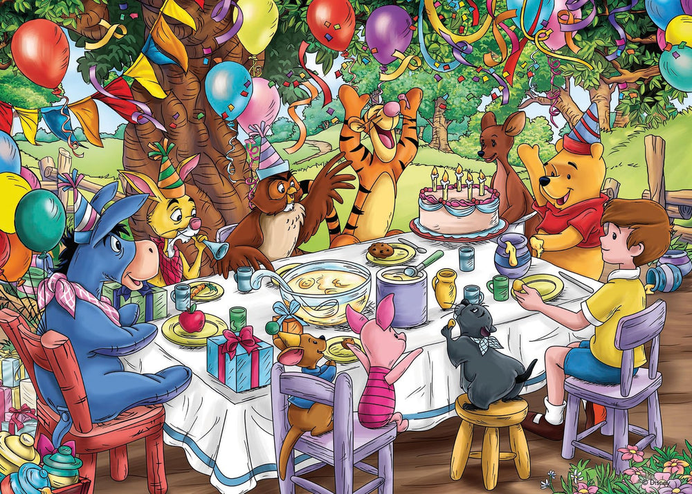 Ravensburger Winnie The Pooh 1000-piece puzzle cover shows premium interlocking for a smooth build.