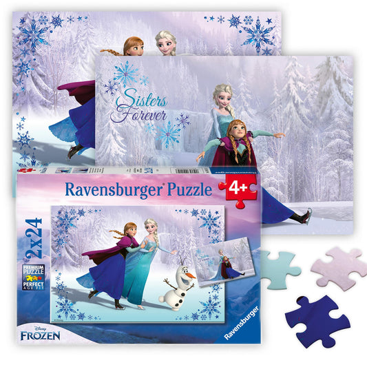 Ravensburger Disney Frozen Sisters Always two-puzzle set front view for screen-free play.
