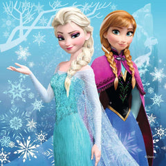 Ravensburger Disney Frozen Winter Adventures puzzle scene three: children practice problem solving with themed pieces.
