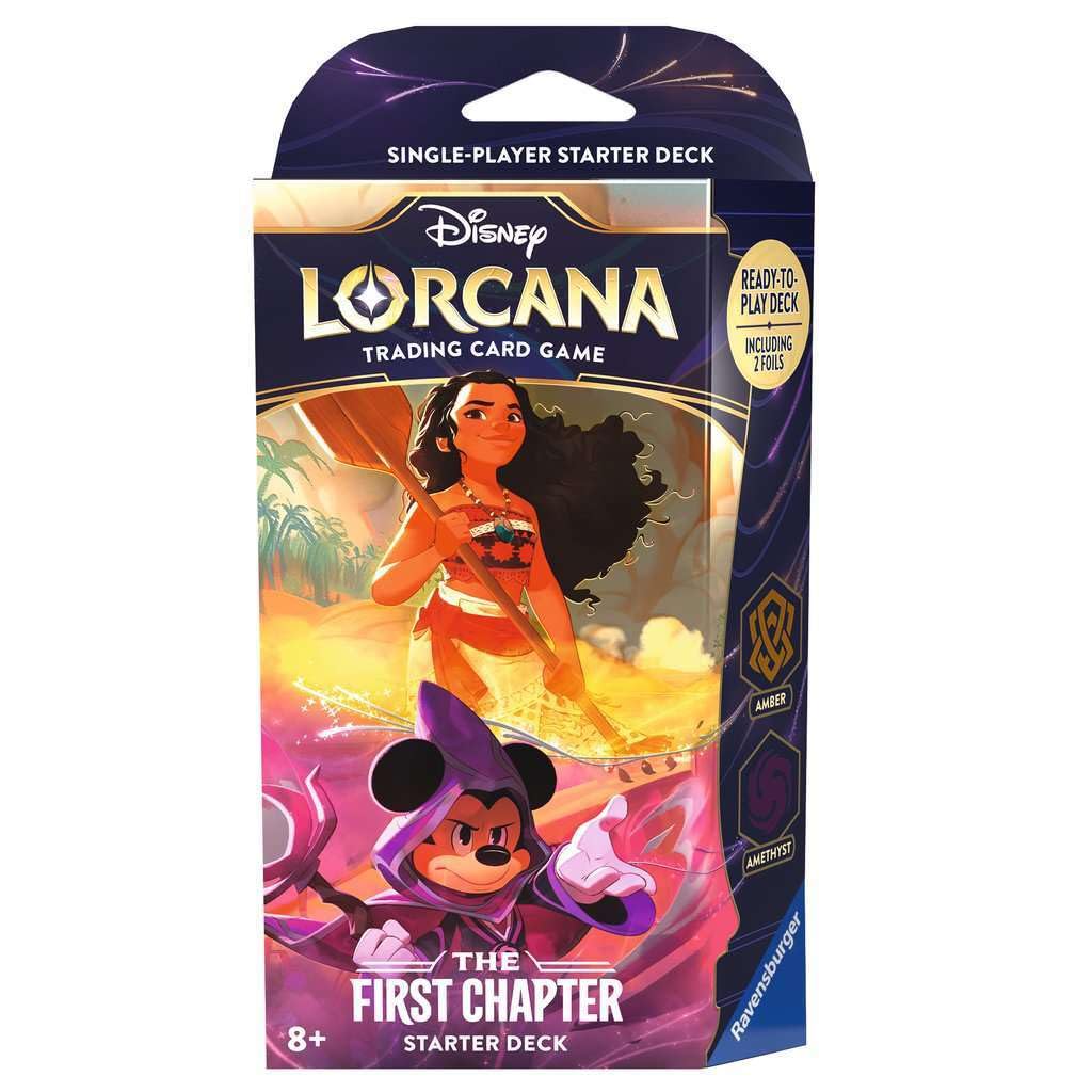 Ravensburger Disney Lorcana Amber deck front view showcasing supportive characters for beginner-friendly battles