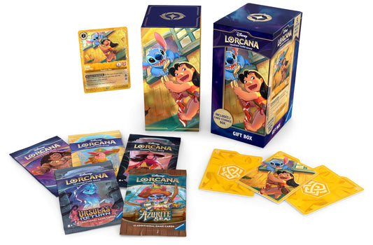 Ravensburger Archazia's Island Gift Box with Lilo promo card and booster packs for display and play.