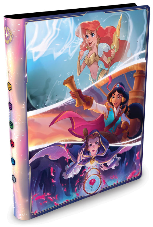 Ravensburger Disney Lorcana princess illustrations on the portfolio enhance display for collectors.