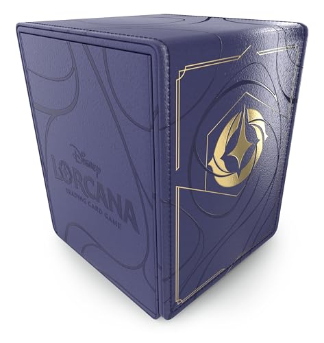 Ravensburger Disney Lorcana premium deck box lore tracker display with gold accents.