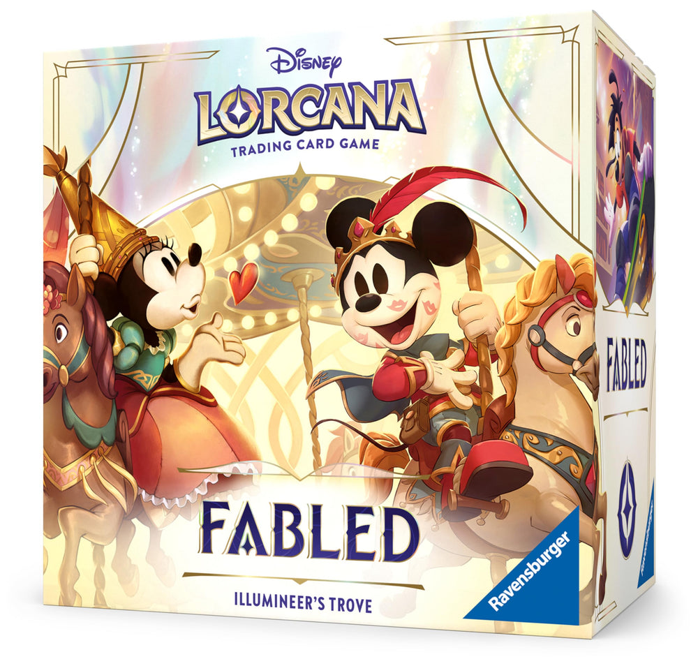 Ravensburger Disney Lorcana TCG Illumineer's Trove cover highlights exclusive content for collectors.