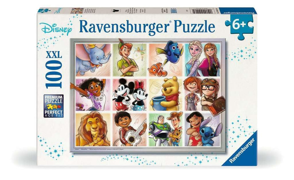 Ravensburger Disney multicharacter XXL 100-piece puzzle featuring beloved characters for family play.