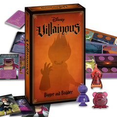 Ravensburger Disney Villainous Bigger and Badder box art displaying bold typography and villain aesthetics