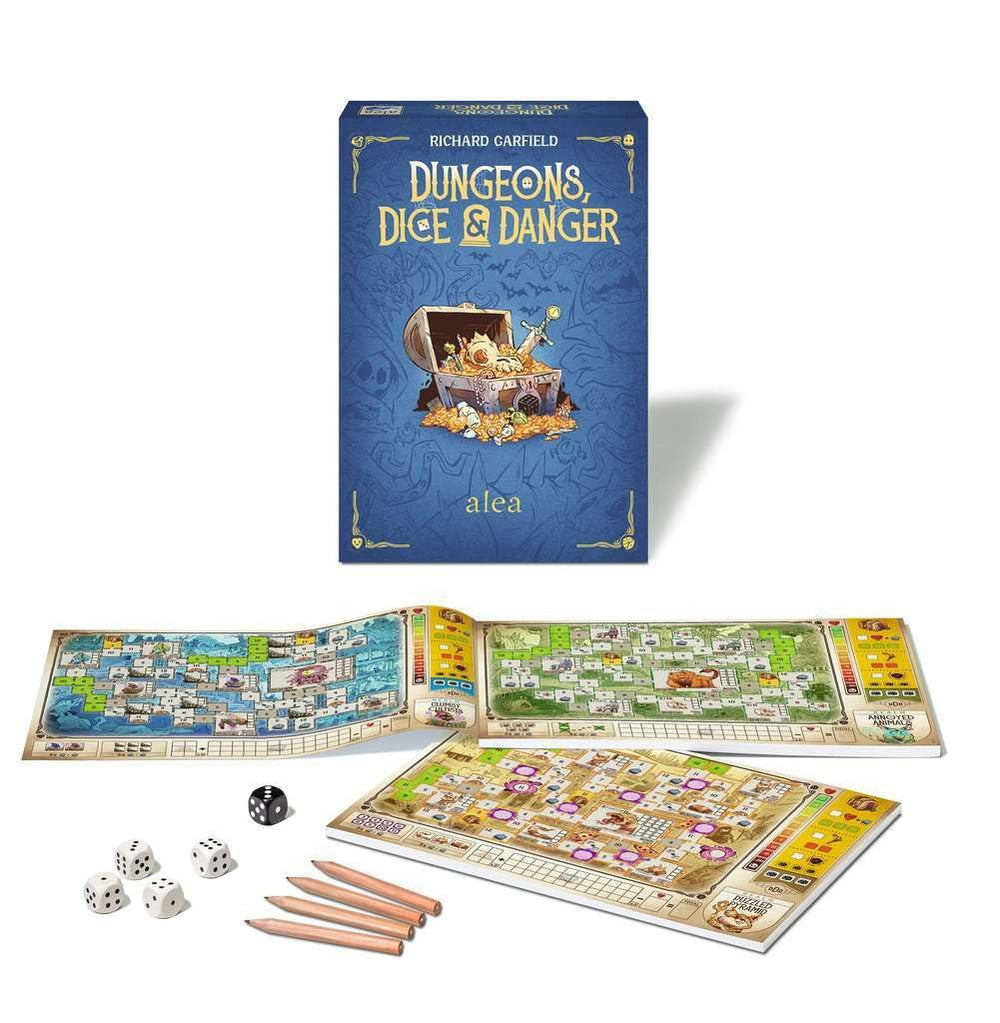 Ravensburger Dungeons, Dice & Danger four realms illustrations offering varied challenges