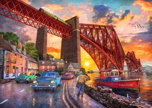 Ravensburger Forth Bridge Water Reflections 1000-piece puzzle highlights tranquil waters for thoughtful evenings.