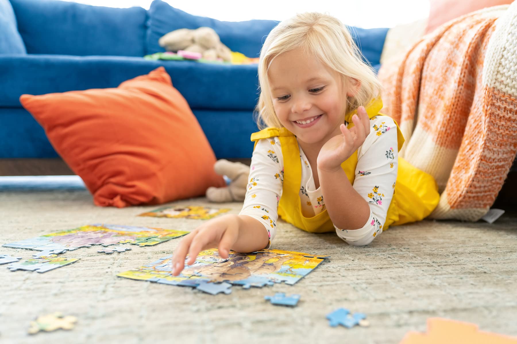 Ravensburger Gabby’s Dollhouse 16-piece puzzle promotes fine motor skills during play.
