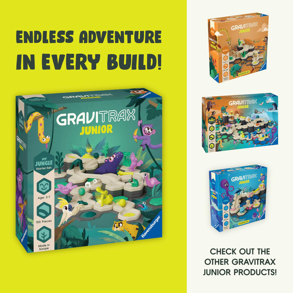 Ravensburger Gravitrax Junior 100 pieces provide ample components for creative setups.