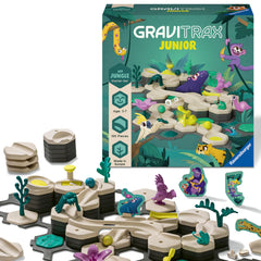 Ravensburger Gravitrax Junior Start Set with jungle layout for imaginative marble runs and problem solving.