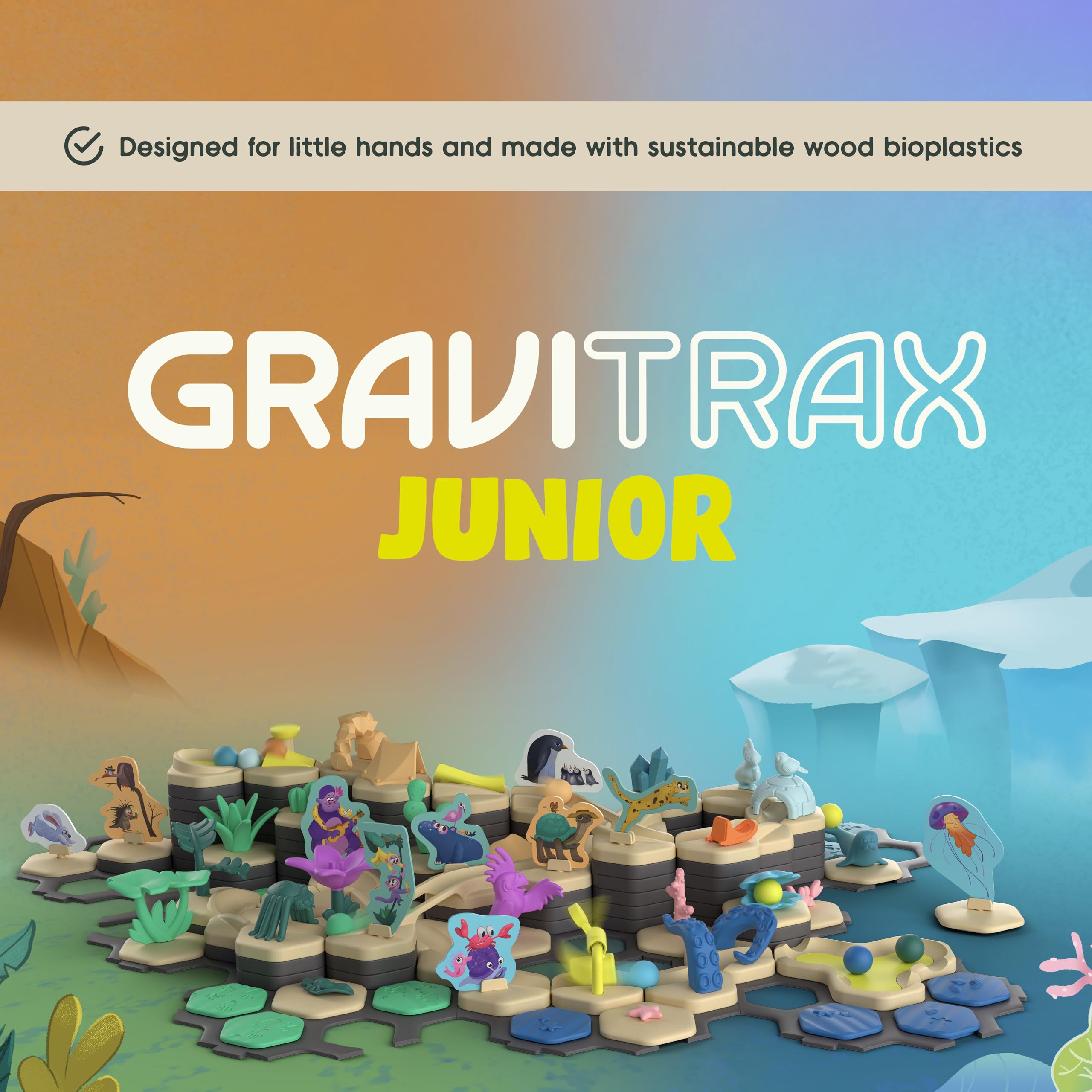 Ravensburger GraviTrax Junior figures and vegetation spark imaginative storytelling during play.