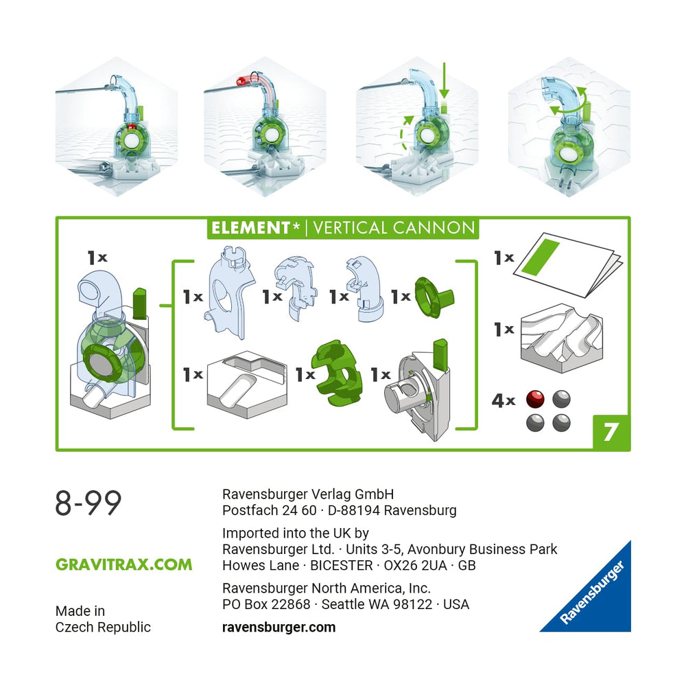 Ravensburger GraviTrax Vertical Cannon magnet trigger creating a chain reaction moment