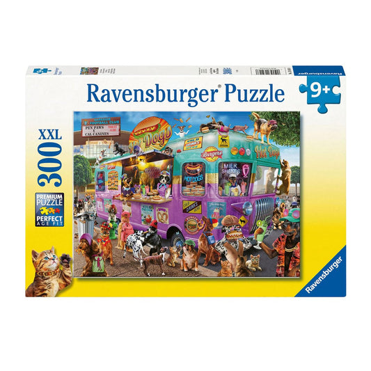 Ravensburger Hot Diggity Dogs at the food truck puzzle scene offers family-friendly fun.