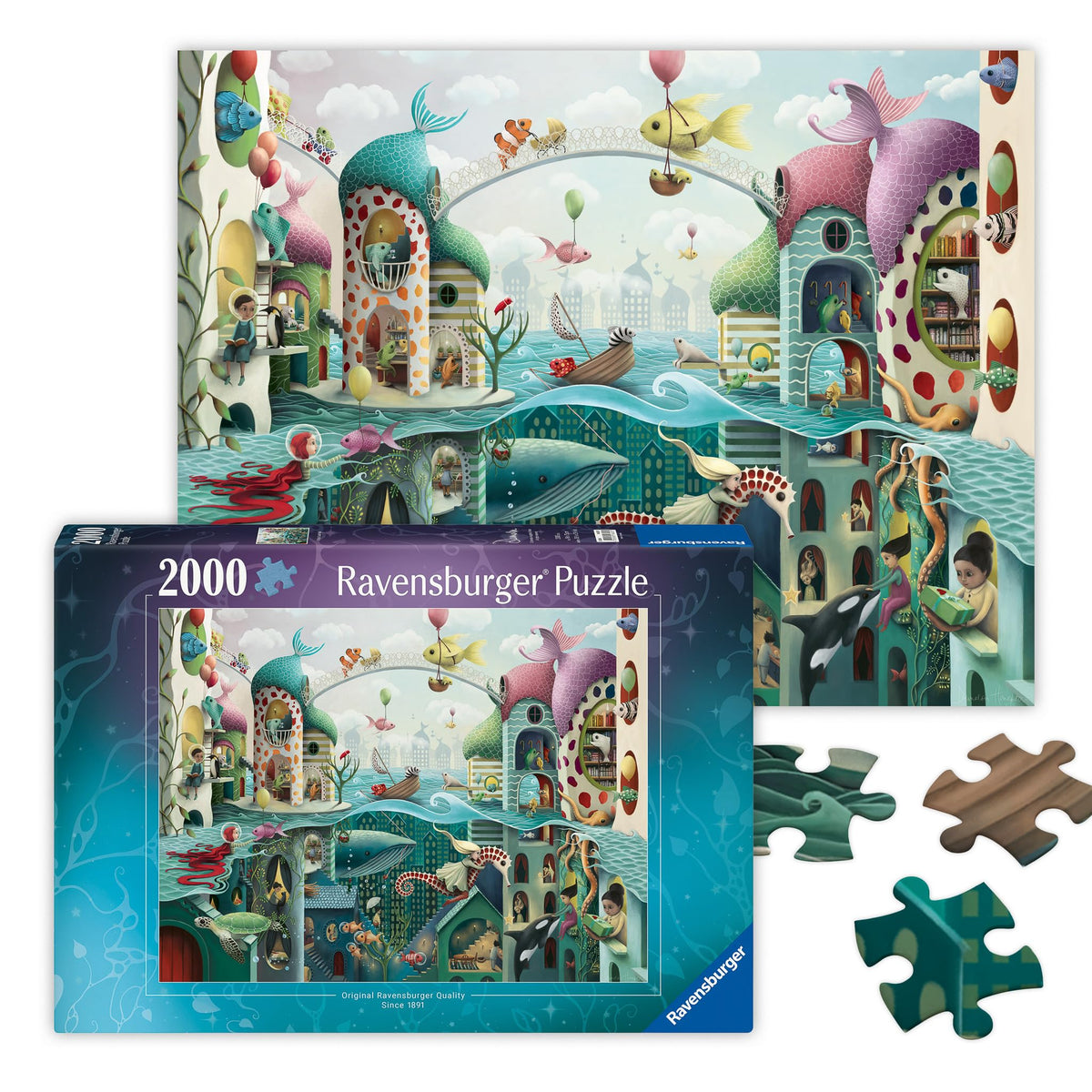 Ravensburger If Fish Could Walk 2000-piece puzzle: immersive undersea adventure for mindful puzzle time.