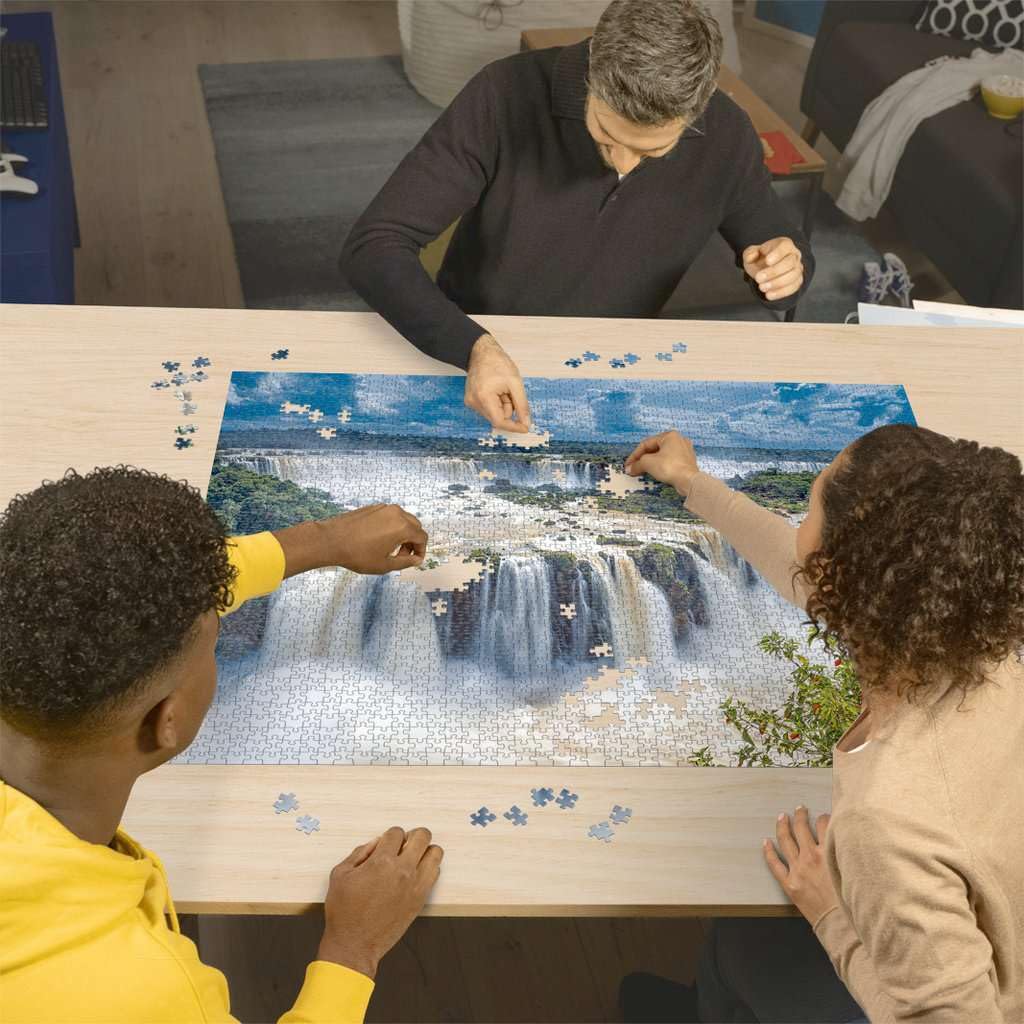 Ravensburger Iguazu Falls rainforest textures evoke lush scenery during quiet evenings.