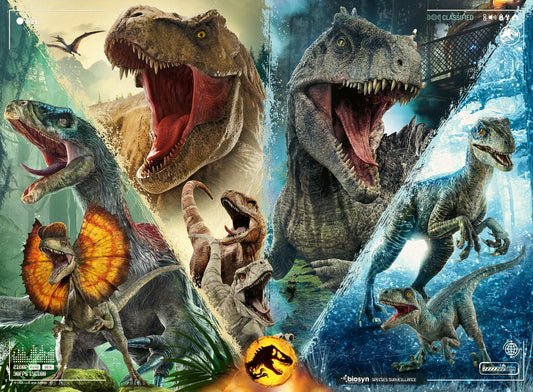 Ravensburger Jurassic World Dominion XXL 100 PC puzzle featuring dinosaurs, promoting imaginative play and focus.