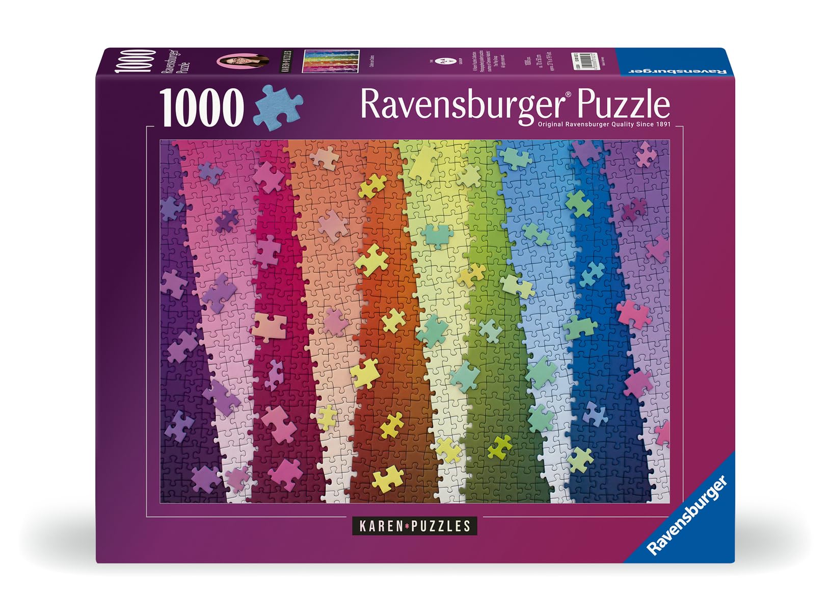 Ravensburger Colors on Colors rainbow gradient pieces, interlocking fit enables smooth assembly for all ages.