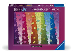 Ravensburger Colors on Colors rainbow gradient pieces, interlocking fit enables smooth assembly for all ages.